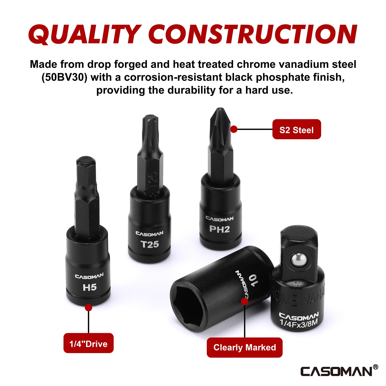 CASOMAN Set di 33 chiavi dinamometriche da 1/4" per bicicletta, 3-25 Nm, 72 denti, con bussole a bussola, estensione, giunto universale e adattatore