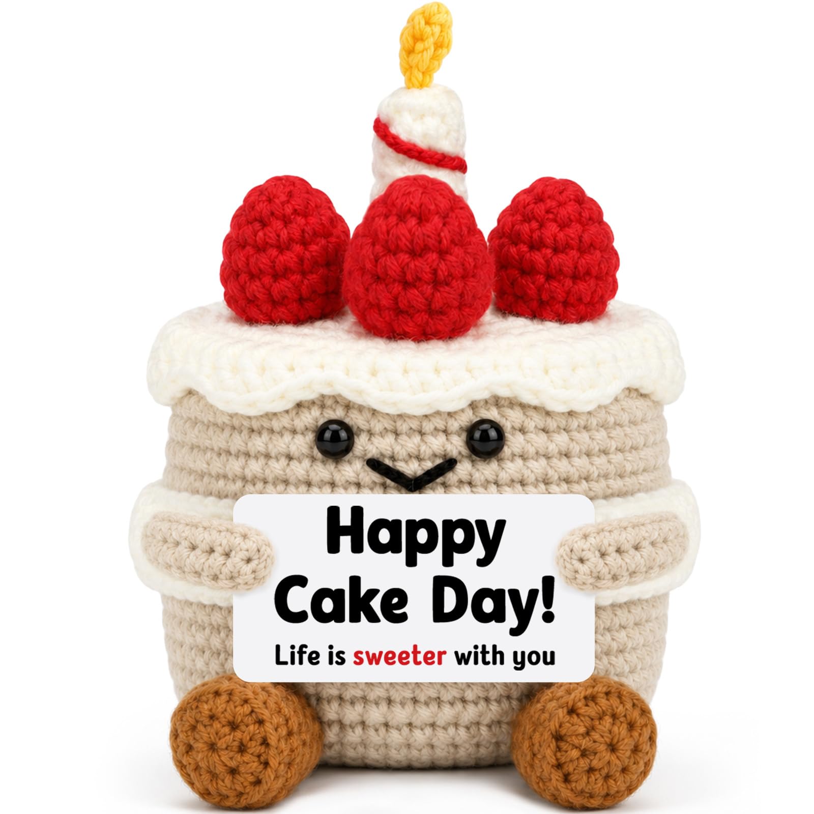 Birthday Gifts for Women Men Best Friend Happy Birthday Crochet Cake Decor