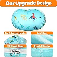 Vista 130 de Lukeight - Puf de almacenamiento de animales de peluche para niños, funda para puf de dinosaurio con cremallera para organizar la habitación