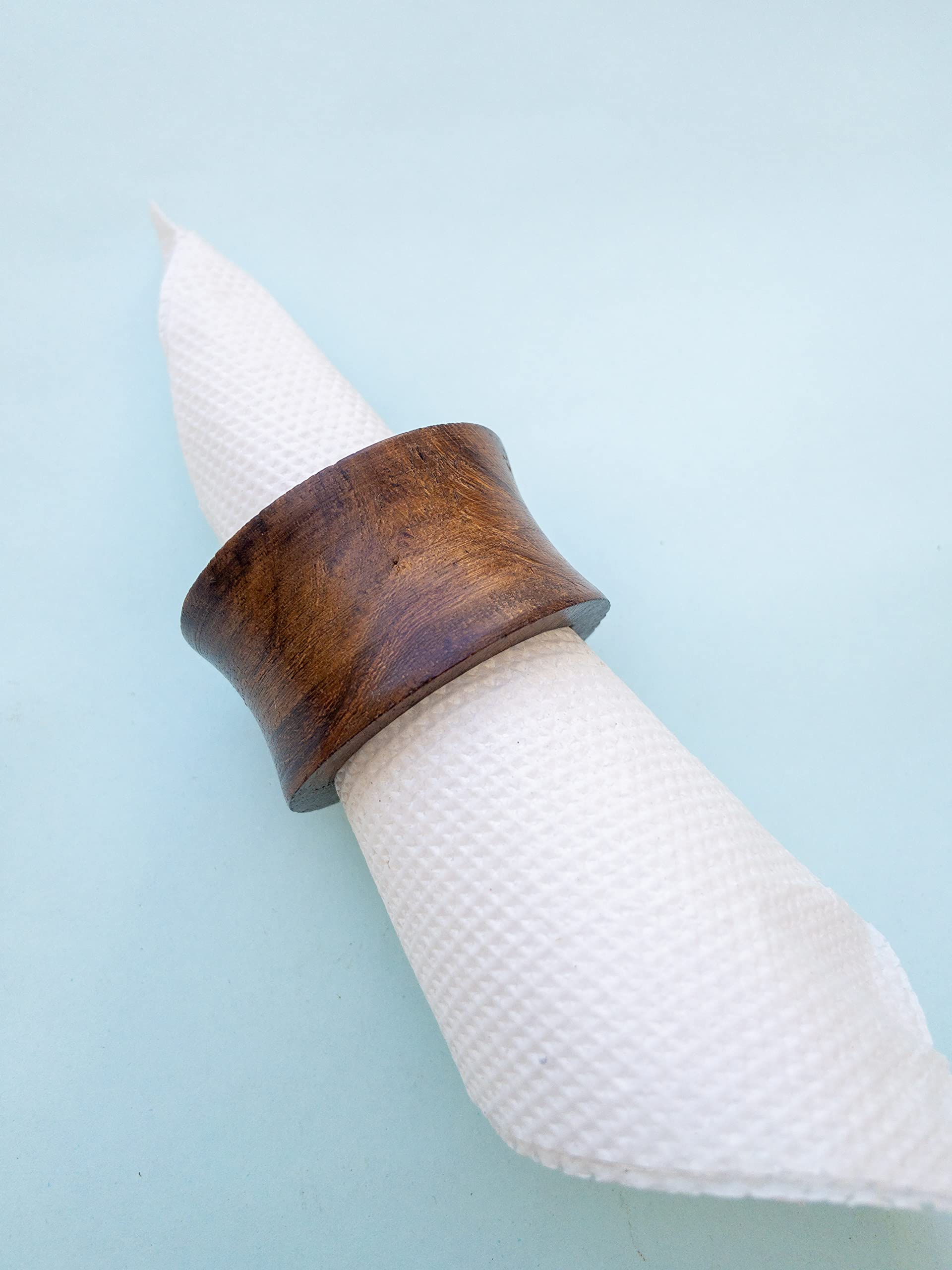 Photo 1 of **BUNDLE OF 2**  8PC Set Napkin Rings, Natural Wood Custom Handmade Party Decor Wooden Table Napkin Rings for Dinner, Party, Kitchen, Use it for Linen, Cloth Or Paper Napkins Christmas Decoration, Brown, NR-2