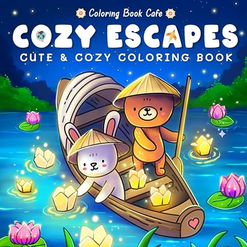 Cozy Escapes: Coloring Book for Adults and Teens Featuring Adorable Animal Characters Enjoying Hygge Holidays Across the Globe