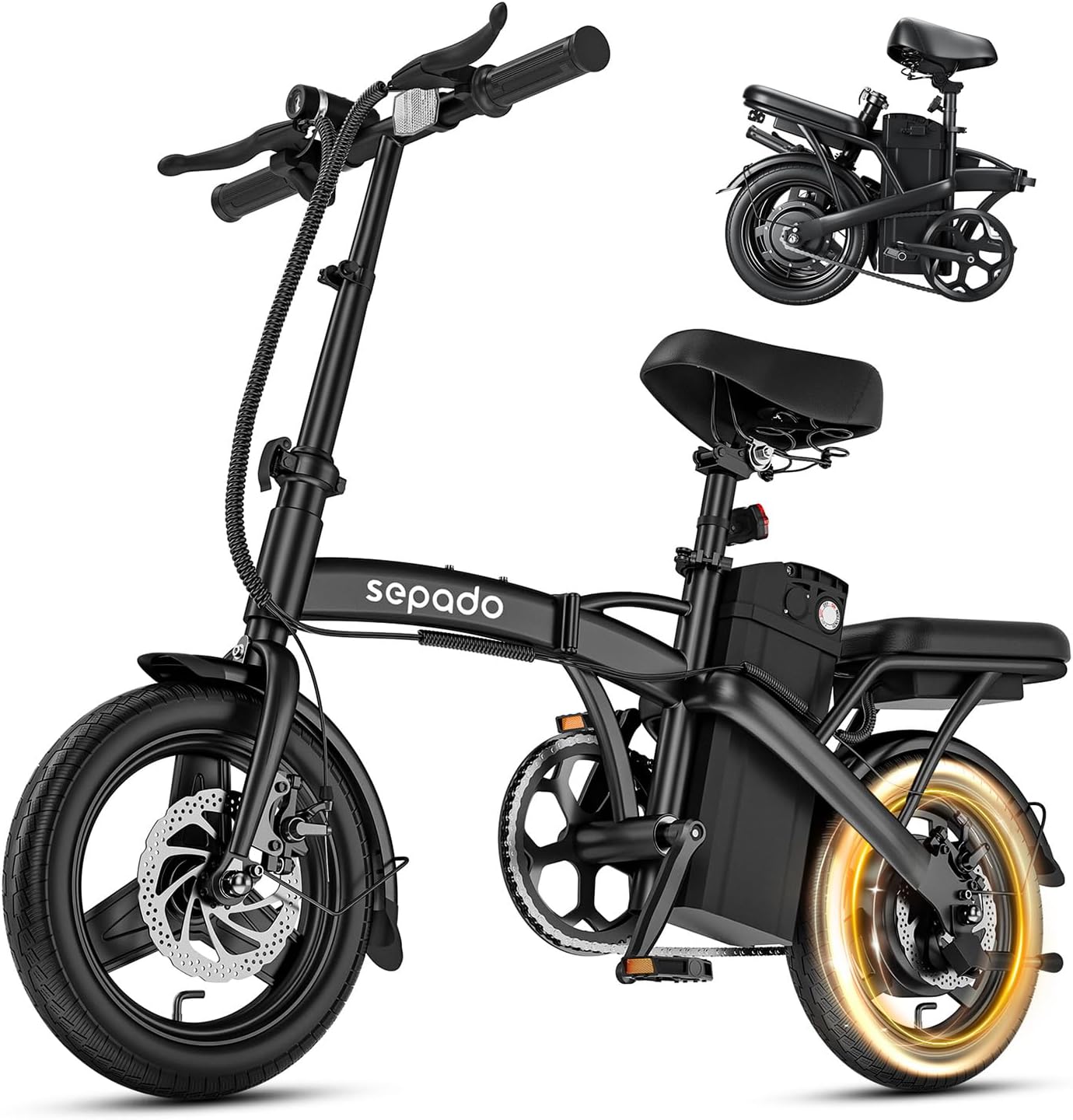 Folding Electric Bike for Adults,750W Peak Motor Mini Ebike,20mph Speed,36V 10.4ah Battery, 20-40 Miles Range,14'' Foldable Electric Bicycle for Riding Commute