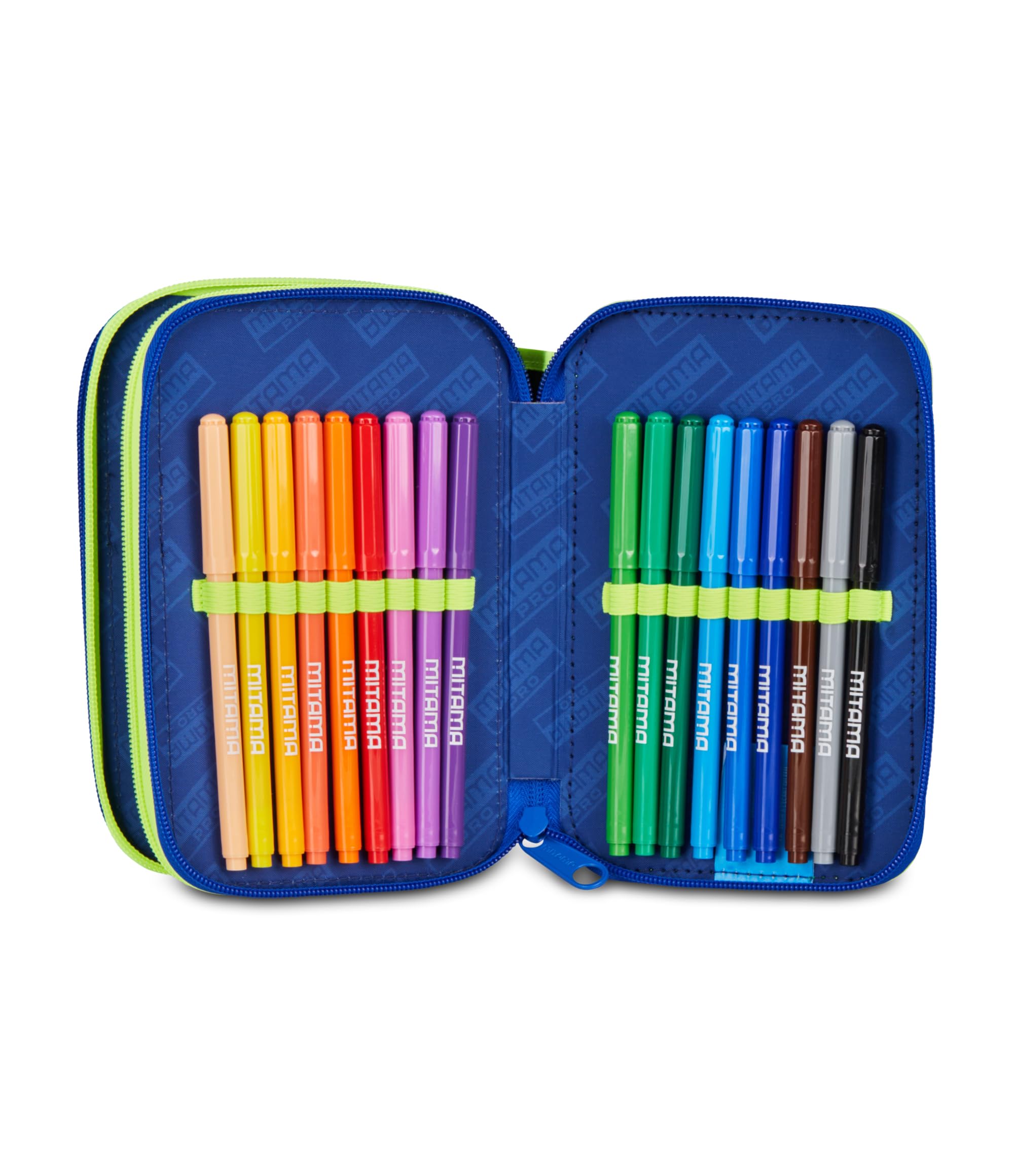Mitama Astuccio Scuola 3 Scomparti, CYBERSHARK, Contenuto 47 pz, Completo di Matite, Pennarelli, Portapenne Scuola Elementare Bambino