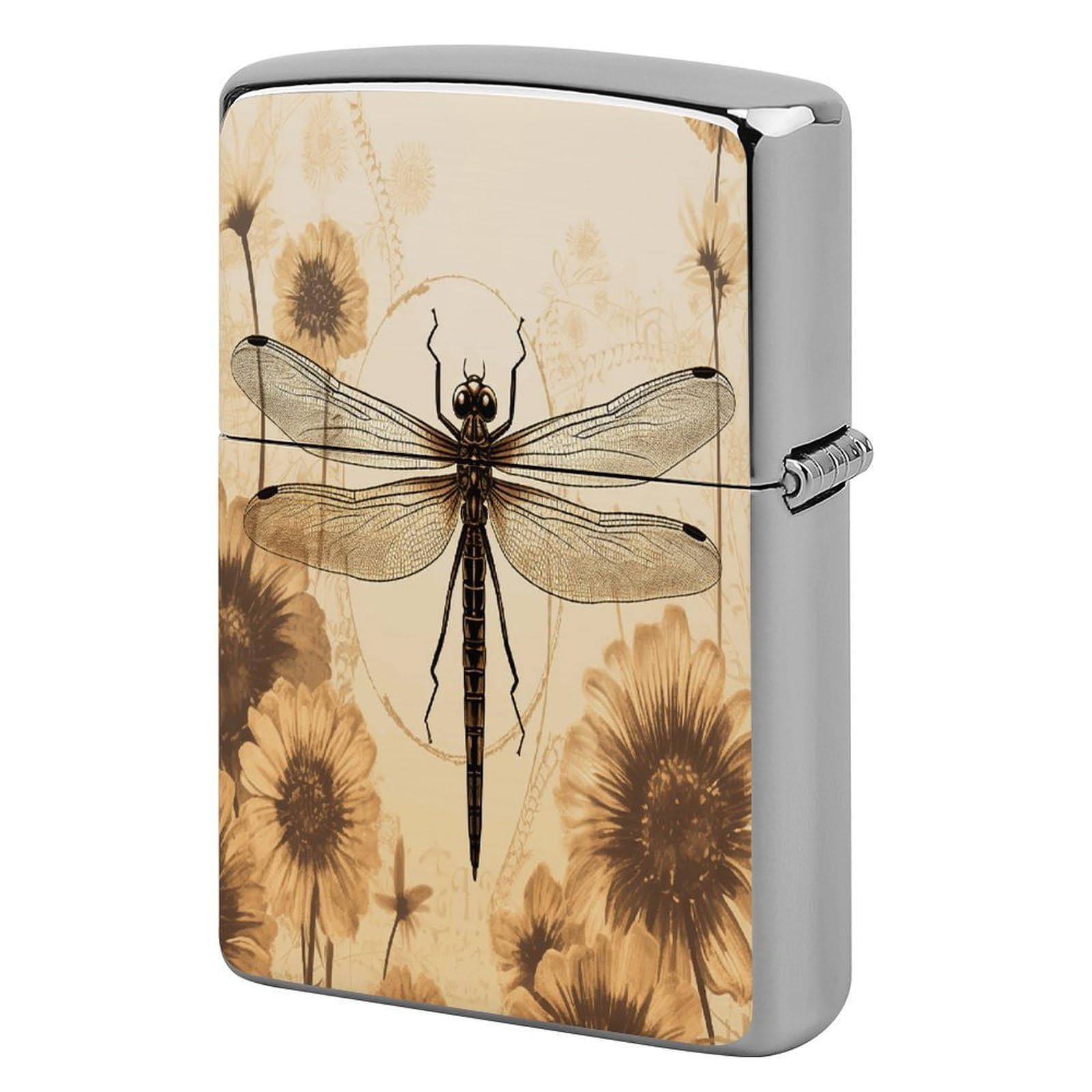 Fodpand Style Dragonfly On Sunflower Metal Lighter Case Cover Lighter Sleeve