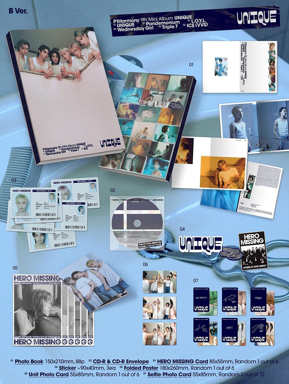 P1Harmony UNIQUE [Photobook Ver.] 9. mini album (wersja losowa)
