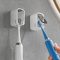 MOPMS 2-Pack Wall Mounted Toothbrush Holders with Cover - Waterproof Single Slot for Bathroom Shower & Travel