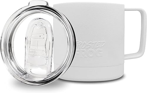 Miniatura 2 de Taza de café aislada de acero inoxidable con asa, taza de café de viaje de doble pared de 16 onzas con tapa, color blanco