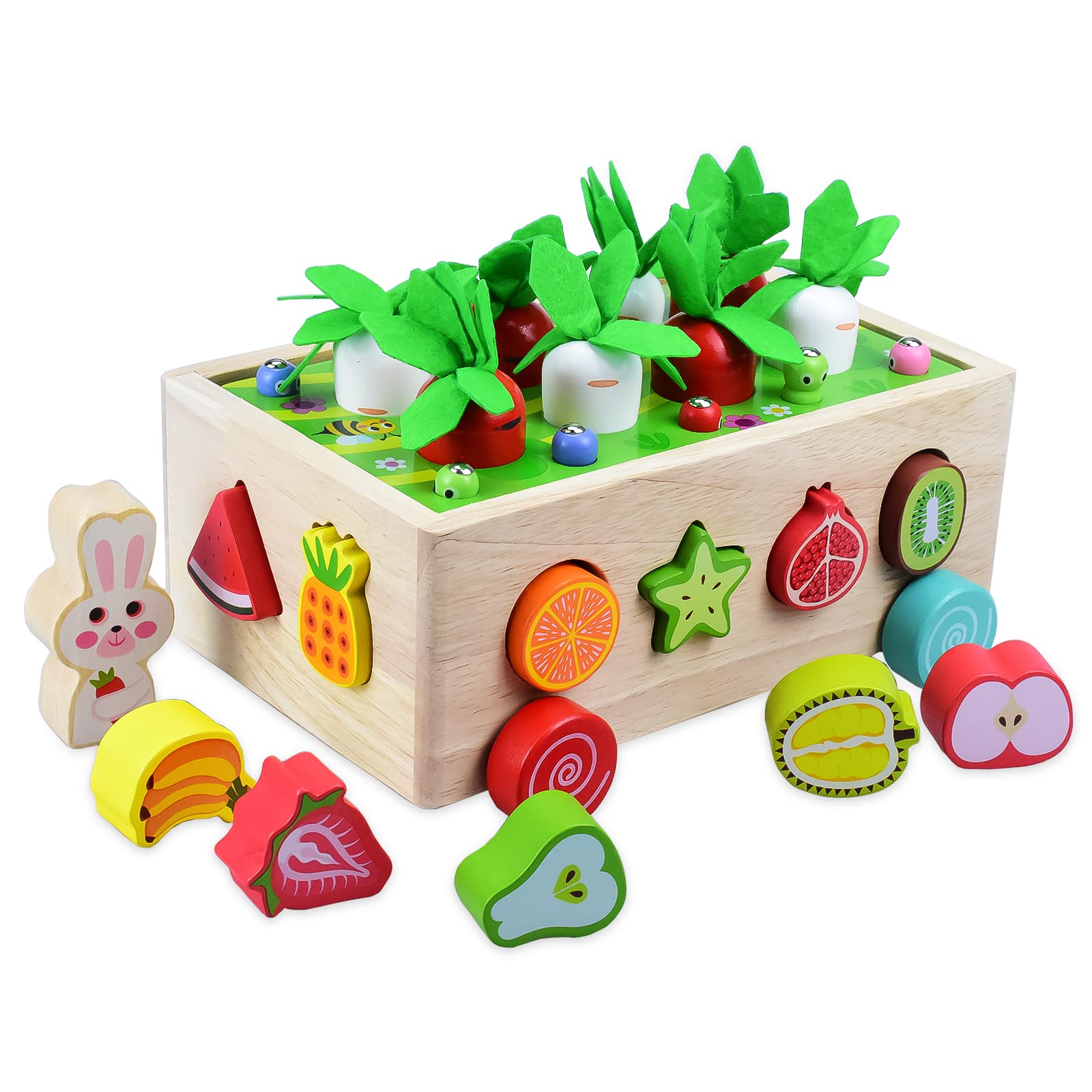 Carrousel Montessori Toys for 3 Year Old Boys Girl Gifts,Toddler Toys for Age 3 Kids Birthday Gifts Wooden Educational Preschool Learning Shape Sorting Skills Game