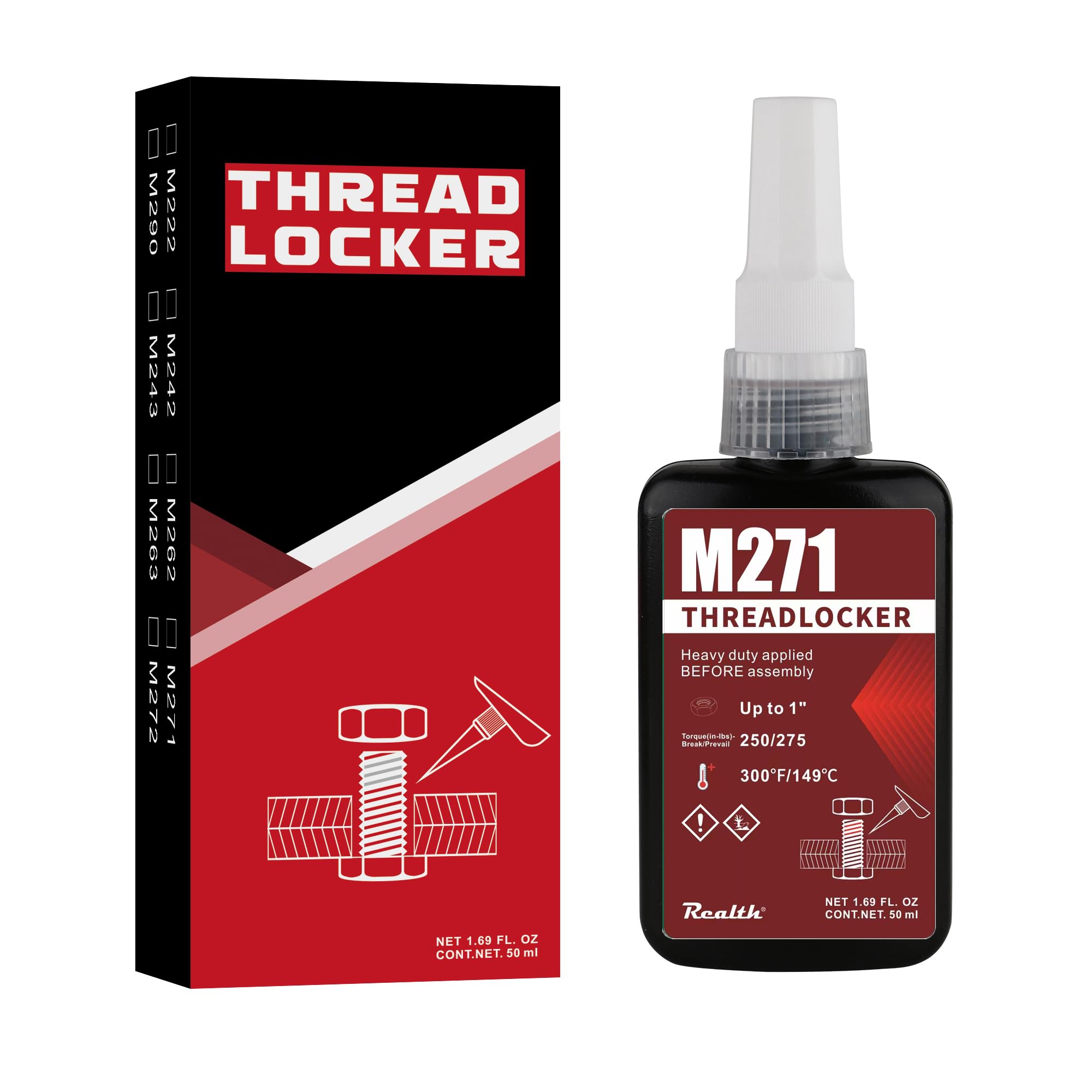 Threadlocker M271 Heavy Duty High Strength Hollow Sealant 50ml Bottle Red Metal Bolts Nuts & Anti-Rust (M271)-picture-35