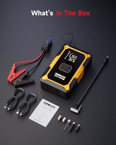 Miniatura 9 de GOOLOO Arrancador de coche A5 con compresor de aire, arrancador portátil de 4000 A (todo gasolina10.0 L diésel) con inflador de neumáticos de