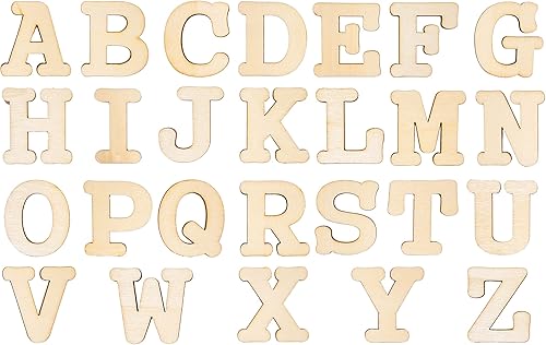 Letras de madera sin terminar de 3 pulgadas, 174 piezas, letras del alfabeto de madera sin pintar, para decoración de pared, hecho en casa (con