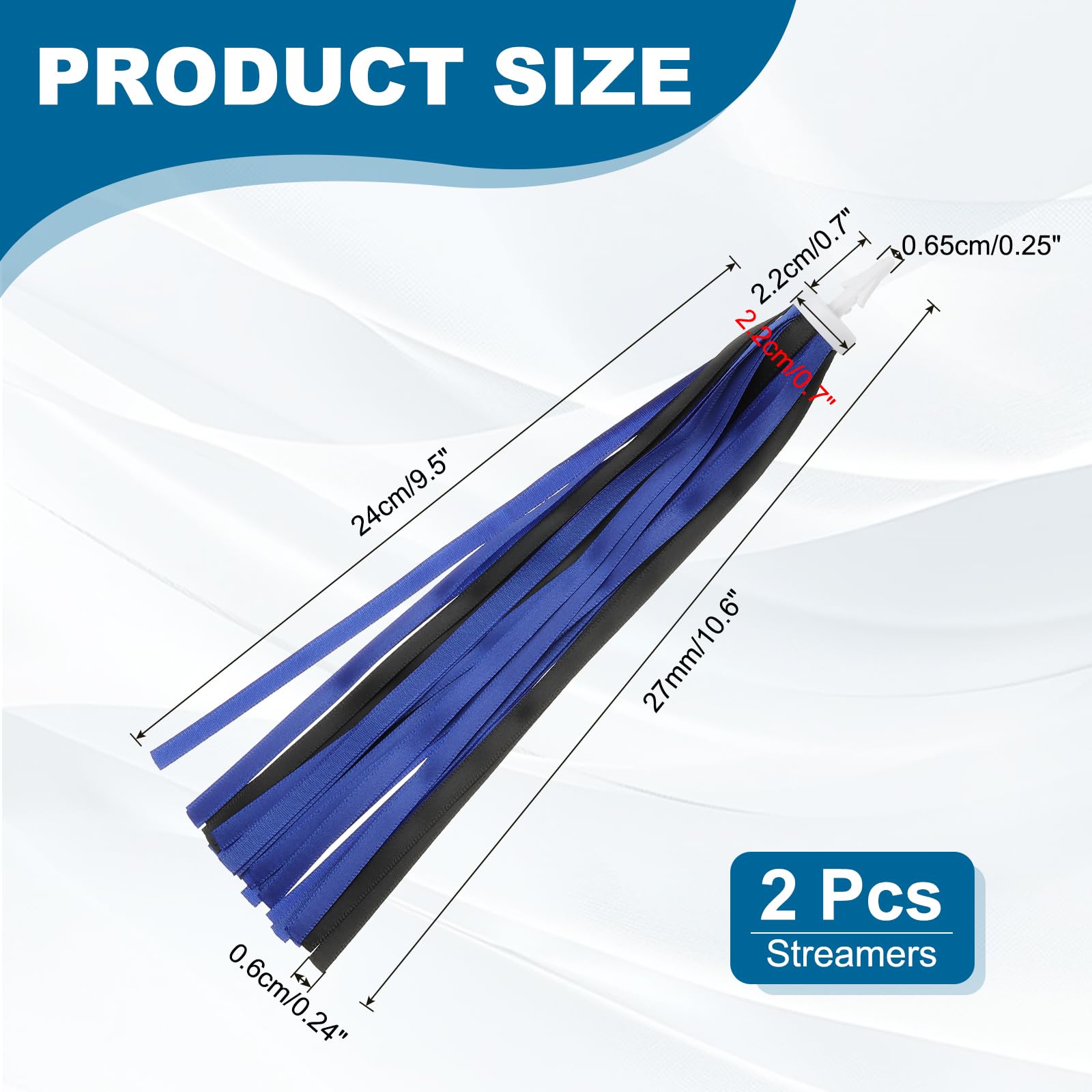 MECCANIXITY Bike Streamers Colorful Bike Tassels Scooter Handlebar Streamers Bicycle Tassel Ribbon for Bicycle Tricycle Handles Accessory (Blue/Black, Pack of 4)