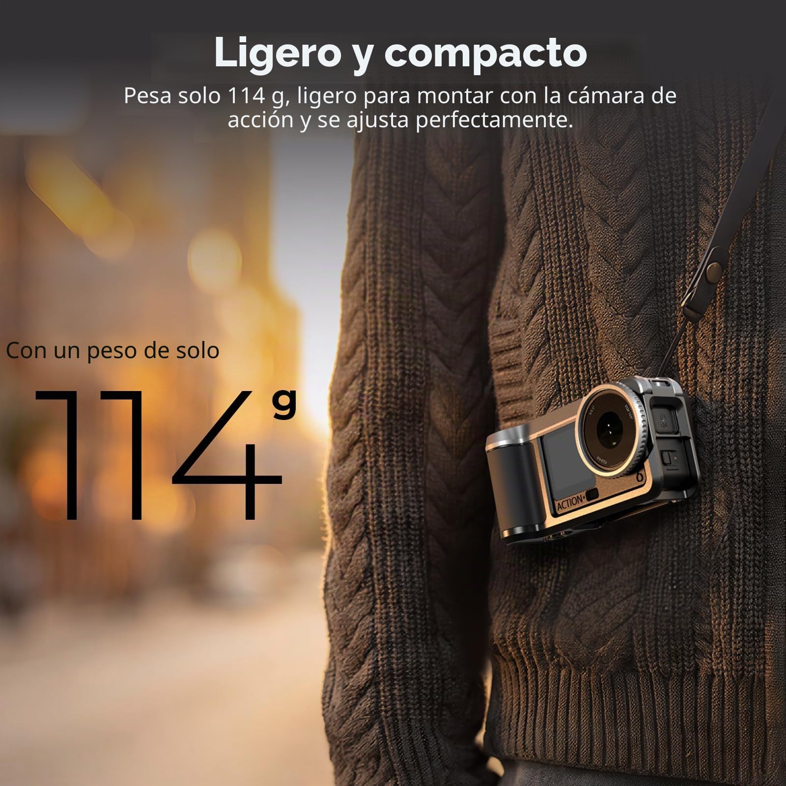 SMALLRIG Kit de Empuñadura Urbana para DJI Osmo Action 6, Jaula de Aluminio con Zapata Fría, Correa de Hombro, Anillo Protector de Lente, para Fotografía Callejera - 5891