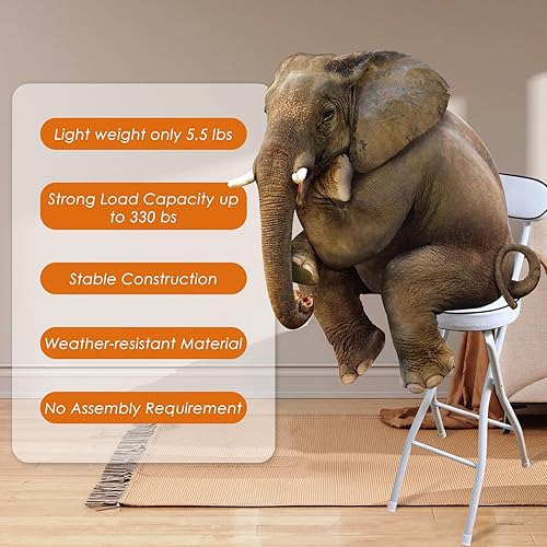 Miniatura 6 de Taburete de bar plegable con respaldo, silla plegable alta de cuero, silla plegable de altura de mostrador, taburetes plegables para adultos,