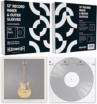 Hudson Hi-Fi 50x Inner & 50x Outer Protective Sleeves for Vinyl & Records Cover Art - Blocks Scratches, Static, Dust, Damage - Acid-Free, Smooth Slide - Fits Single Double Gatefold LP Sleeve