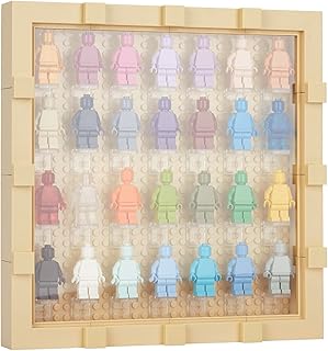 HUHYNN Minifigures Display Case, Clear Minifigures Display Case for Miniatures/ Figurines/ Mini Figures Holds Up to 28 Figurines (Yellow-10.04x1.34x10.04in)