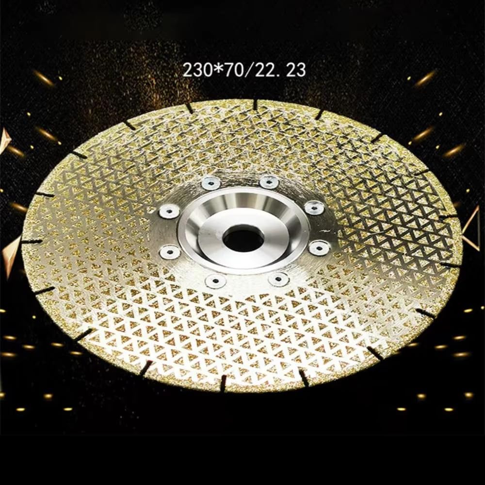 Toplionace Hoja de Sierra de Diamante Galvanizada de 230mm, Grano 40, para Cortar Mármol, Cerámica, Azulejos, Vidrio y Piedra; Disco para Amoladora Angular con Eje de 22,23mm.