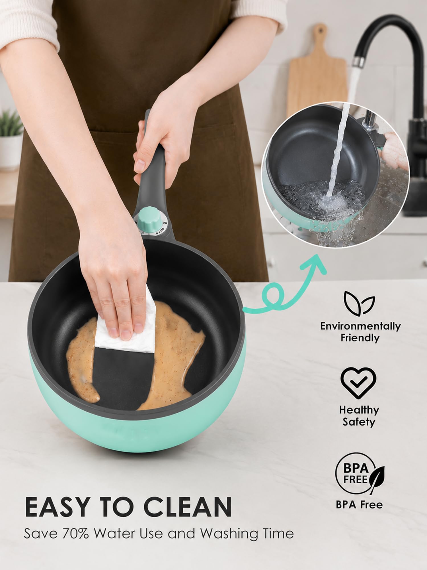 Audecook Elektrische Hot Pot Tragbarer Kochtopf Mini Elektrisch Hotpot