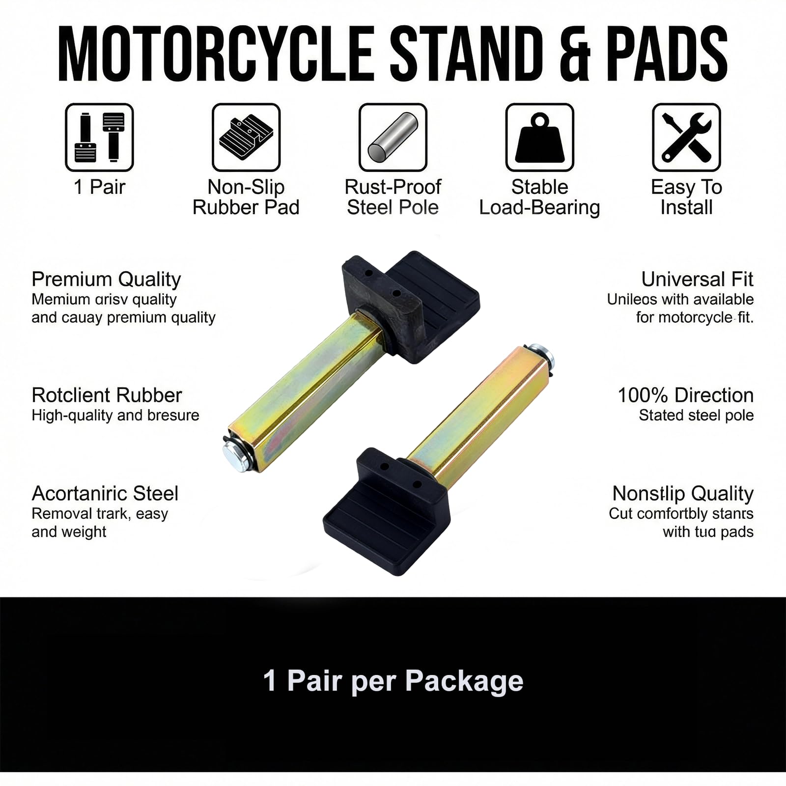 Support De Béquille De Moto: Béquille Arrière D'atelier Moto, Crochet De Levage Oscillant pour Cric De Moto, Support De Griffe pour Adaptateur Oscillant (Tube Carré, L, 1 Paire)