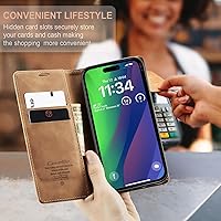 Vista 50 de SINIANL Funda de cuero para iPhone 15 Pro Max, cartera para iPhone 15 Pro Max, funda tipo cartera plegable con función atril magnética, ranuras