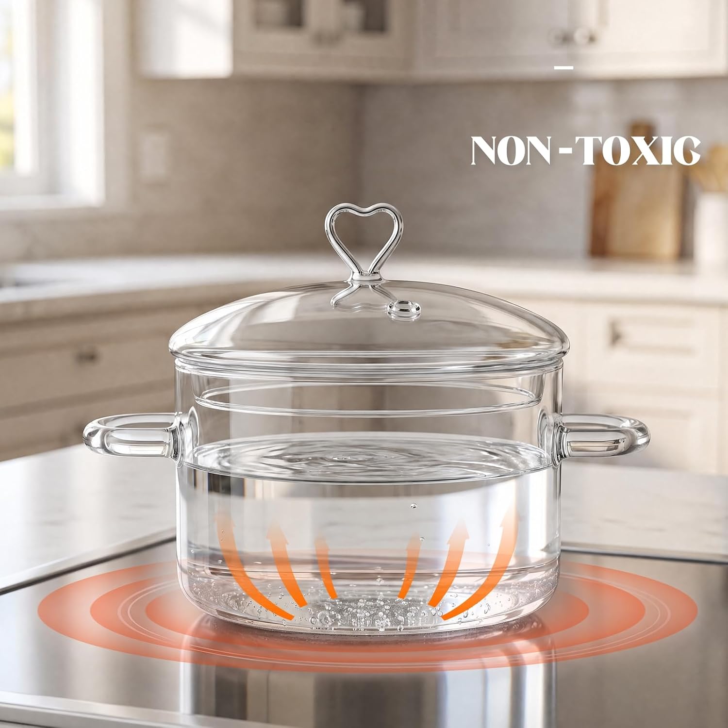 Glass Pots for Cooking on Stove, 5.0 Liters (5.3 Quarts/5000ml)