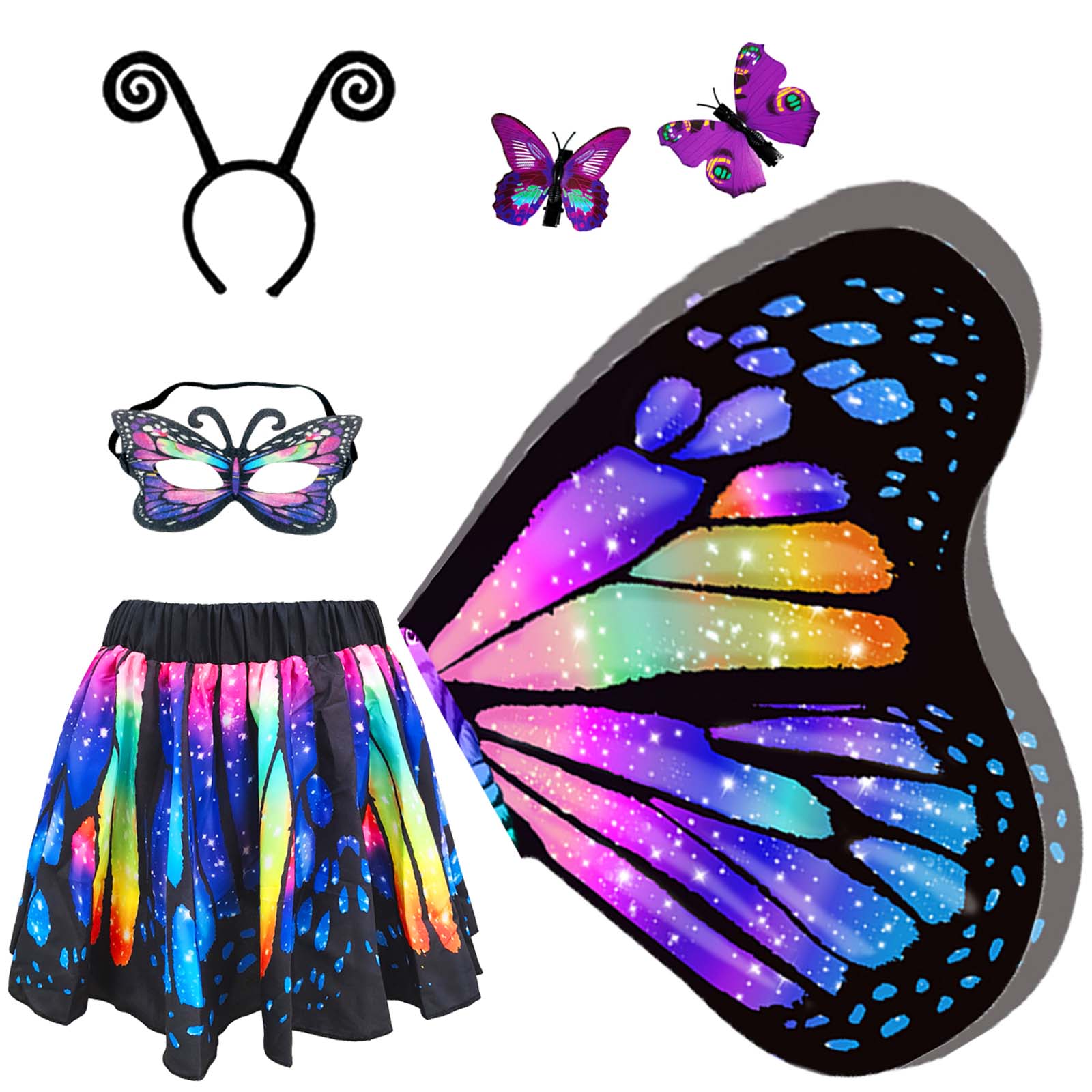 Disfraz Combinado Alas de Mariposa con Falda para Niñas miniatura 7