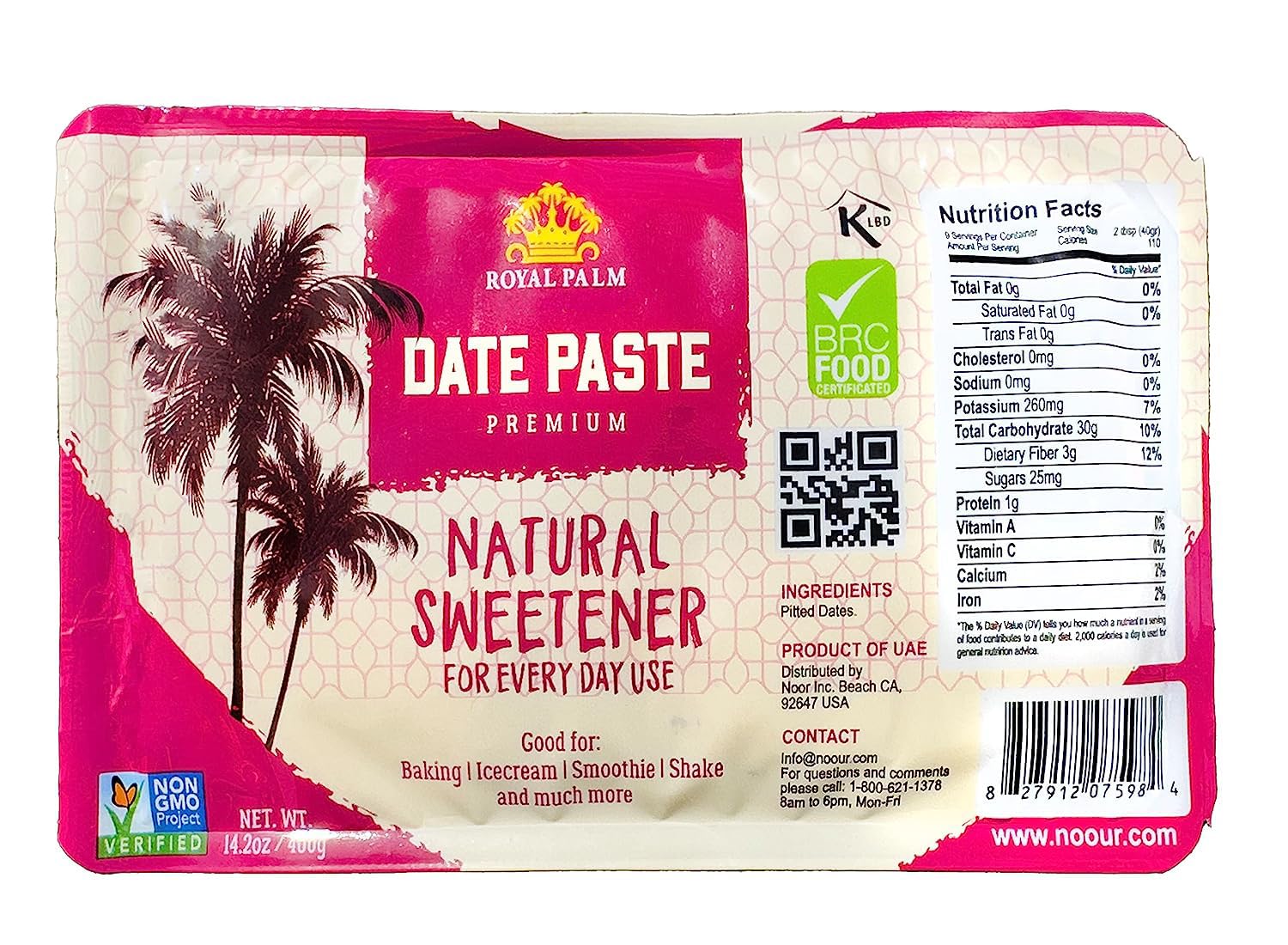 Sponsored Ad - Royal Palm Premium Date Paste 14.2oz (400g), Natural, Pure, Non-GMO, Vegan Date Paste Healthy Sweetener for Baking & Cooking, Gluten-Free, Premium Quality date paste for baking