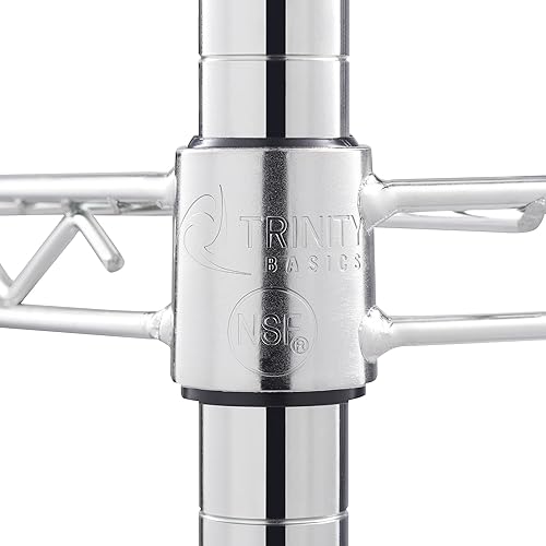 Miniatura 6 de TRINITY Basics - Estantería de alambre ajustable de 3 niveles con ruedas para organización de cocina, almacenamiento de garaje, lavandería,