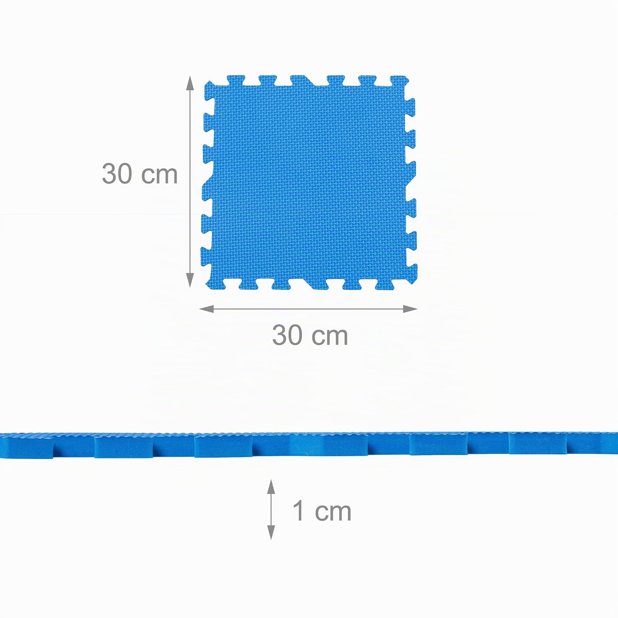 Relaxdays Tapis de protection de sol, 24 tapis puzzle pour sports et équipements de fitness, 30 x 30 cm, 2,16 m², mousse, sans BPA, bleu