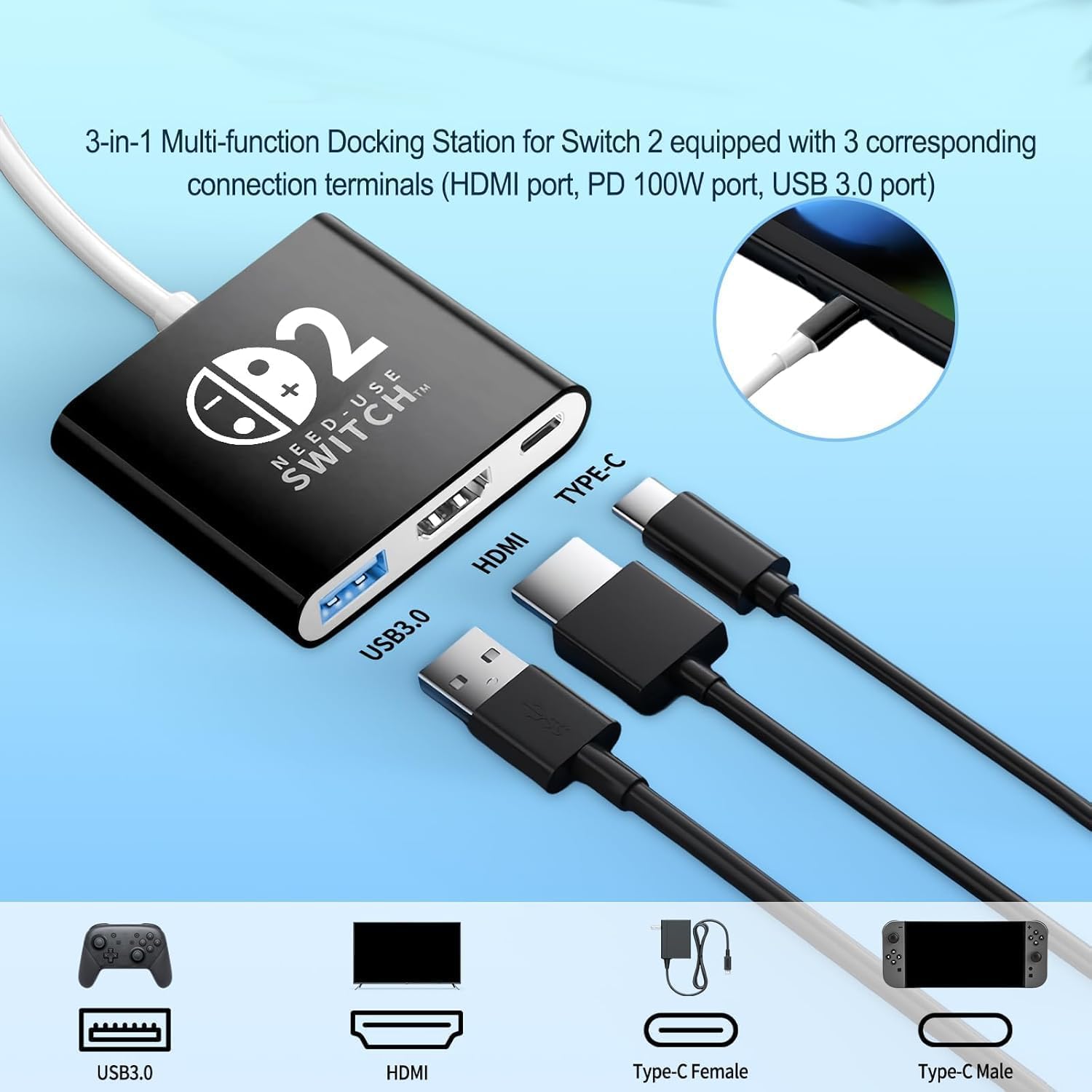 Switch 2 Dock csatlakozók részlete