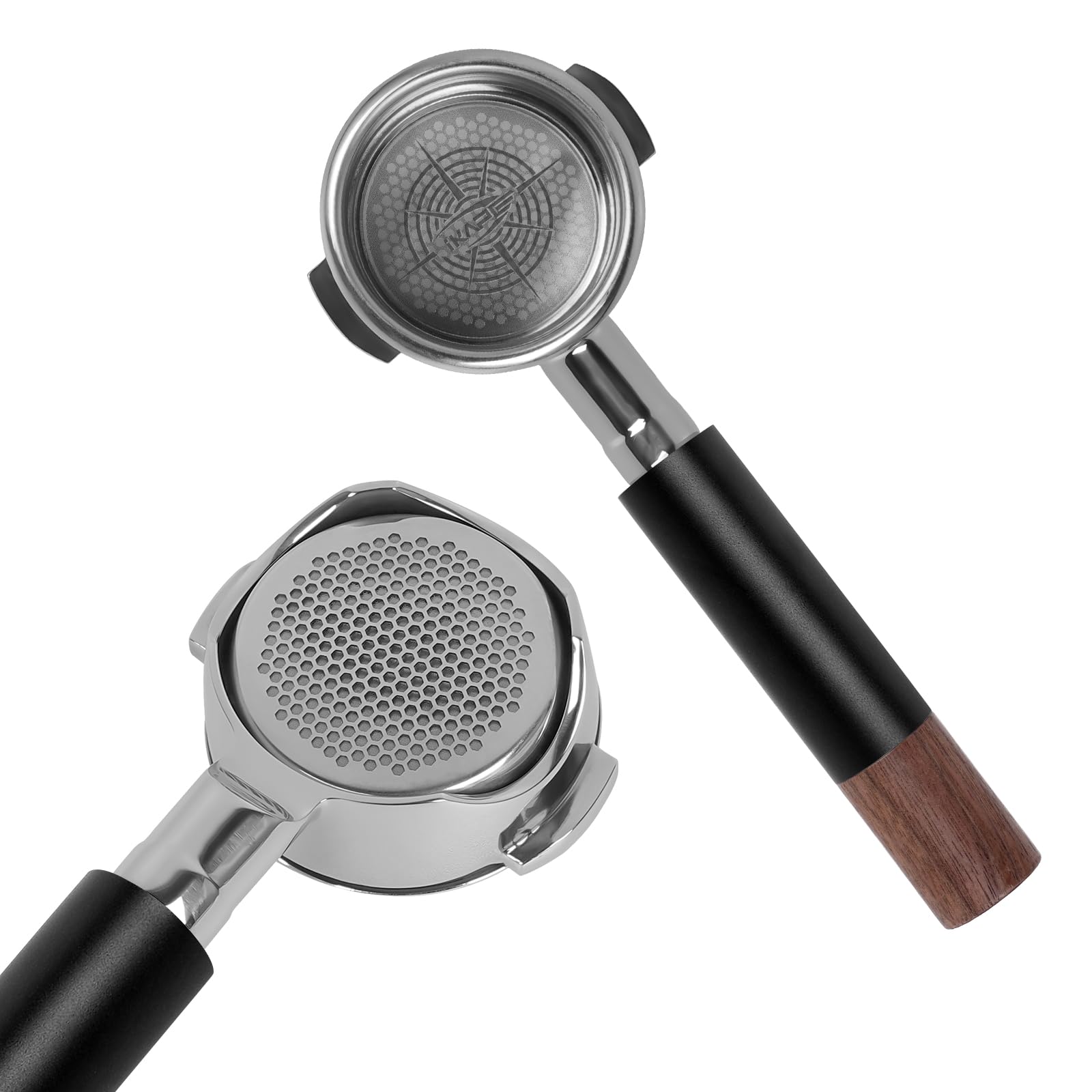 IKAPE 58mm Bottomless Naked Portafilter, Black - Compatible with E61,Rocket,Sanremo,Slayer,Flair 58,ECM,etc.Espresso Machines(20g Basket Included)