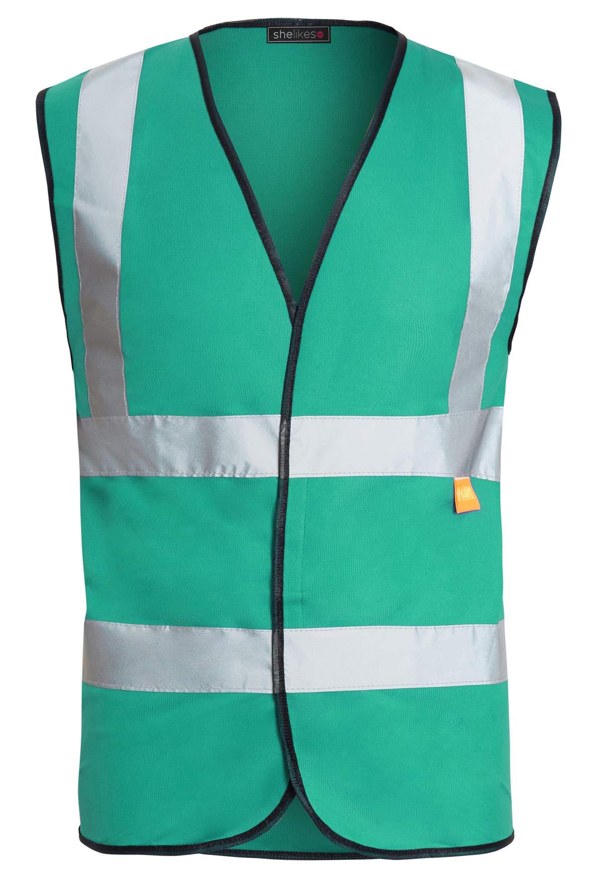shelikes Hi Vis High Visibility Waistcoat Vest 2 Band and Brace Size Small to 4XL[GREEN, XL (Chest 108-120cm)]