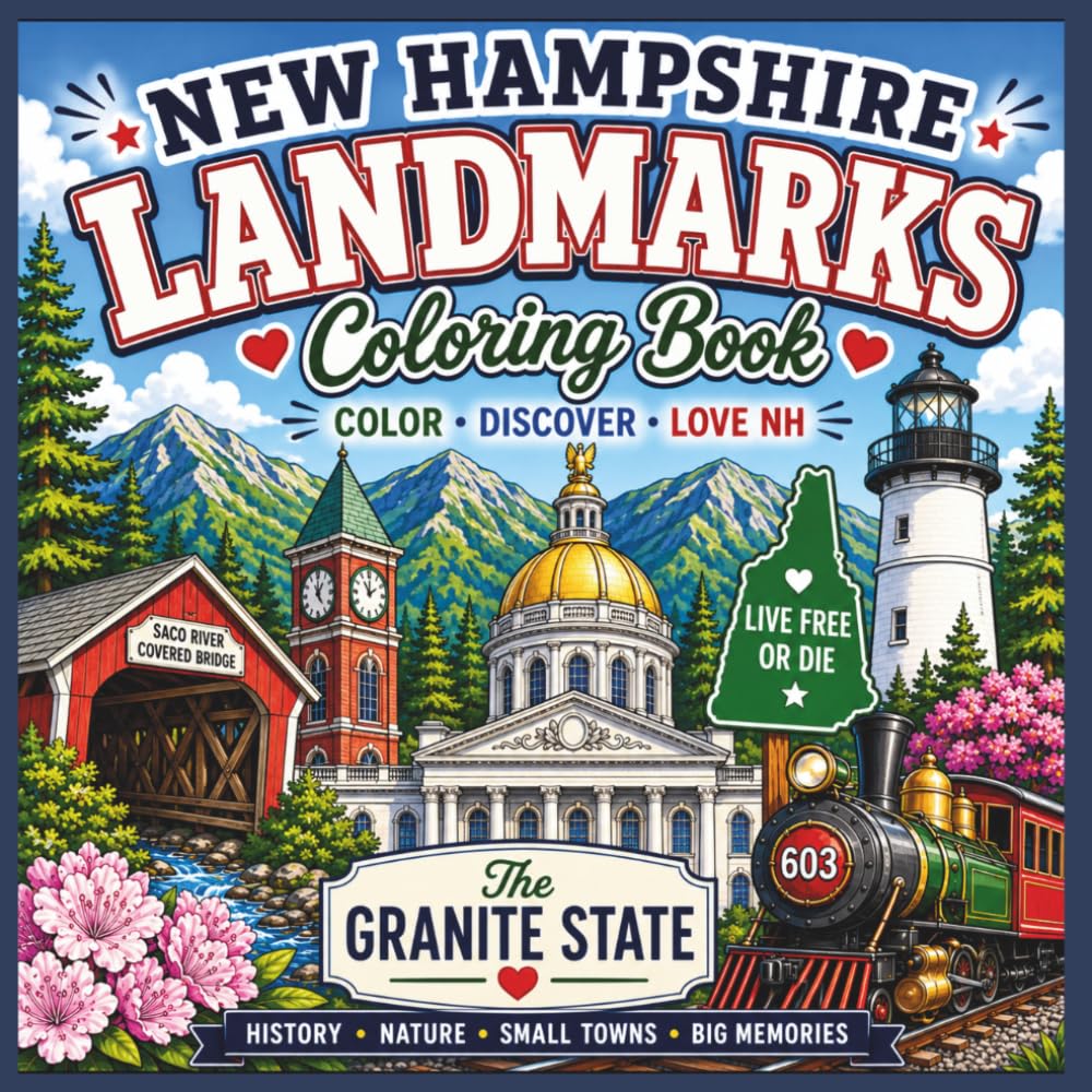 New Hampshire Landmarks Coloring Book: Exploring the Beauty of New Hampshire Through Color