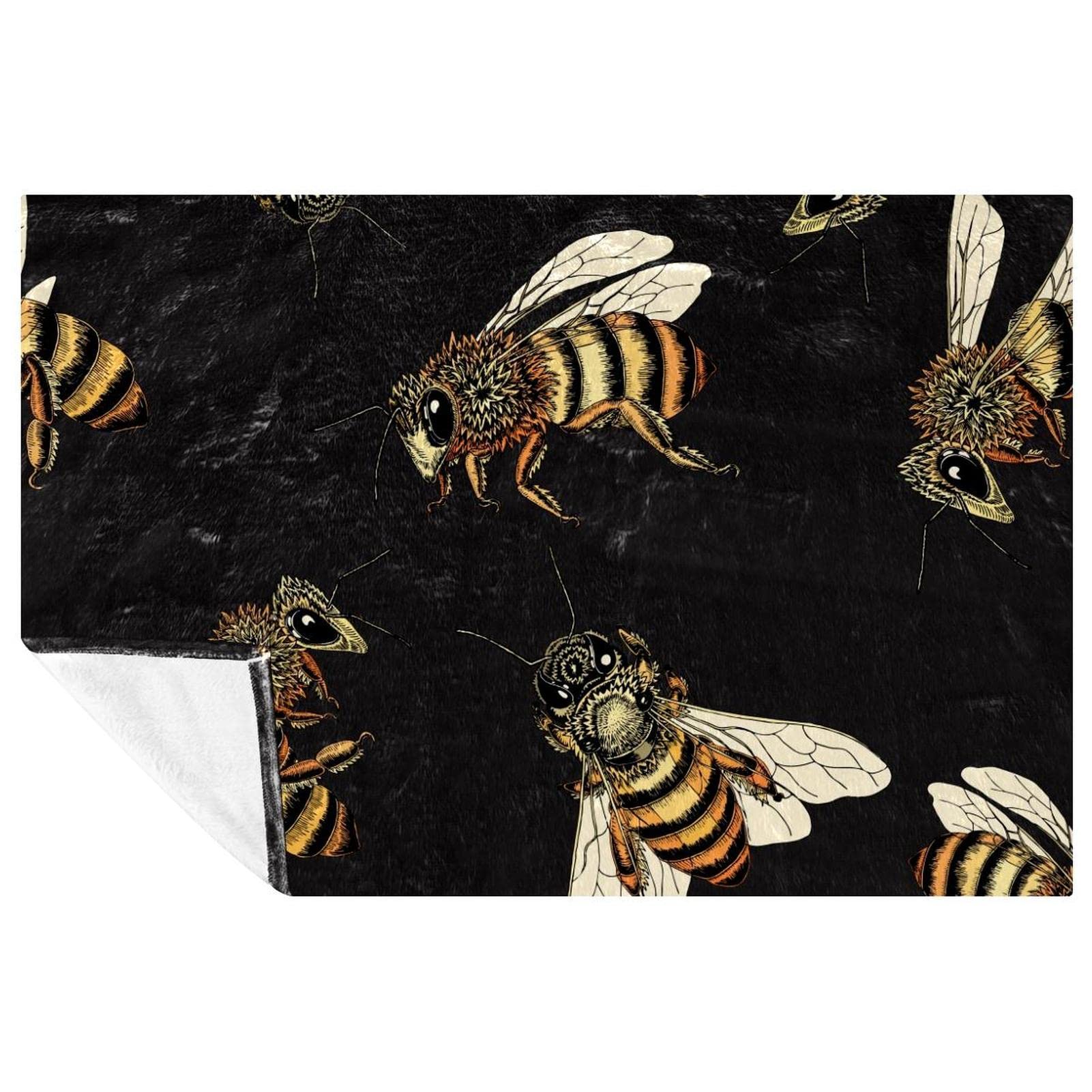Couverture chaude et douce lit 150x100 cm imprimé abeilles