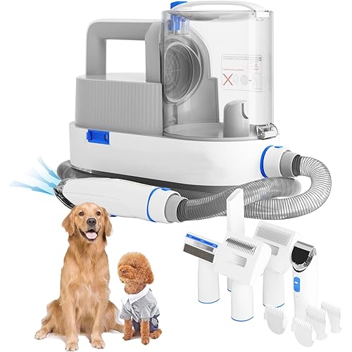 GZI Dog Grooming Vacuum Kits with Multiple Tools - Electric Clipper, Hair Dematting and Shedding, 2.5L Large Capacity Dustbin, 10Kpa Suction, Low Noise - Pet Hair Solution for Dogs and Cats Pet Gifts