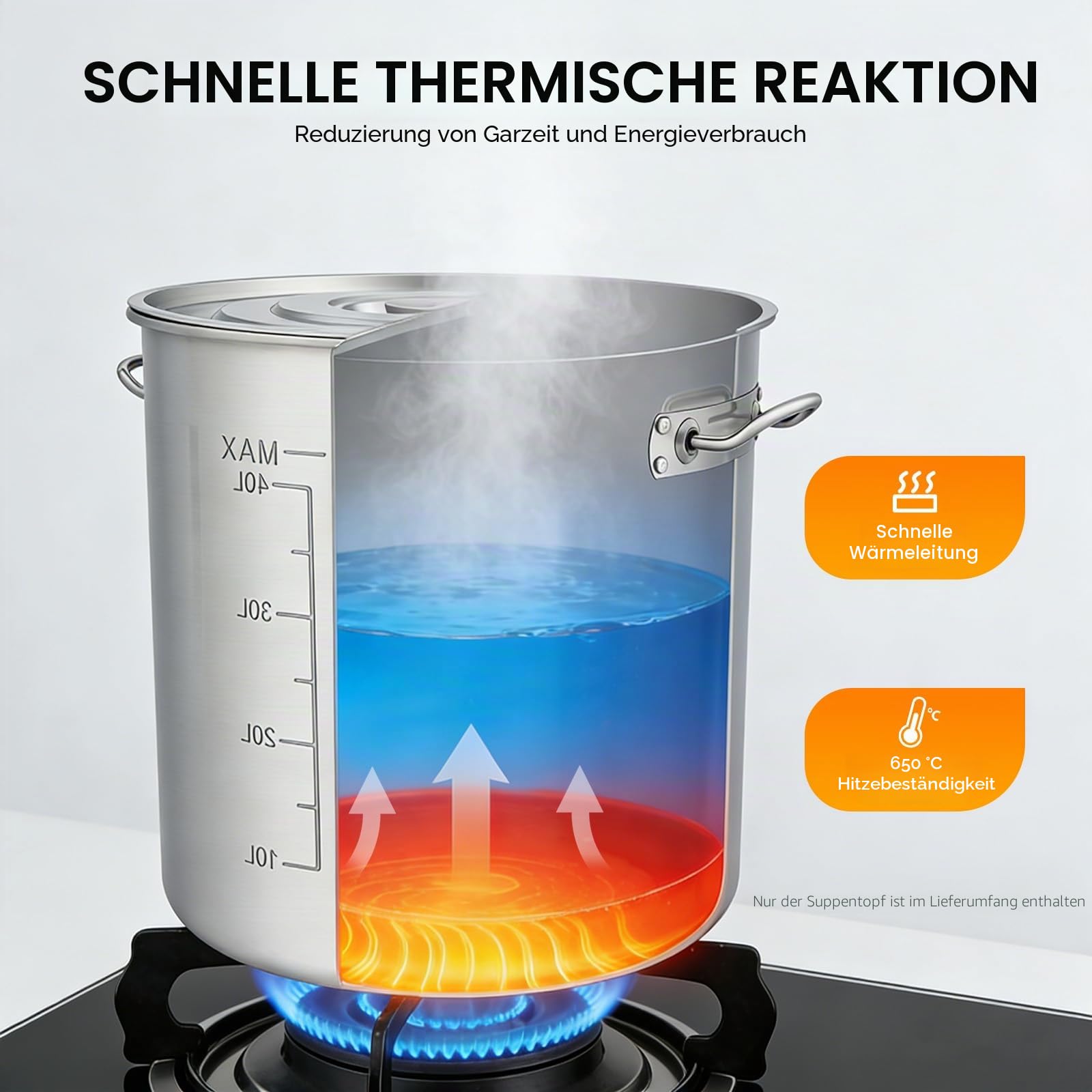Edelstahl Eimer mit Deckel | 50L Edelstahleimer | Kücheneimer | Edelstahl Behälter mit deckel | Milcheimer Suppentöpfe für Küche, Industrie, Gastronomie & Haushalt