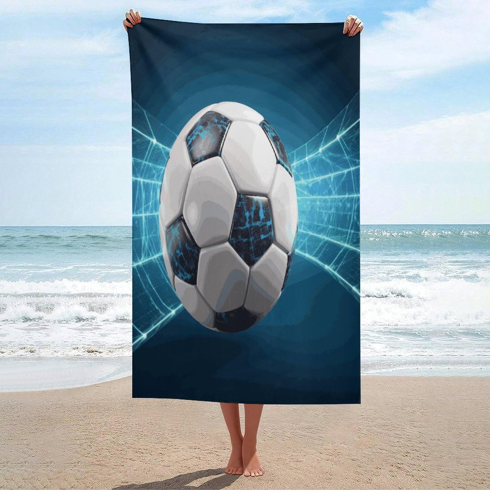 Adfgyerh Unisex Style Soccer Sports Ball Bath Towels Beach Towel Lightweight Quick Dry, Bath Towel For Travel Sports Pool Swimming Bath Camping Yoga Adults130x80cm