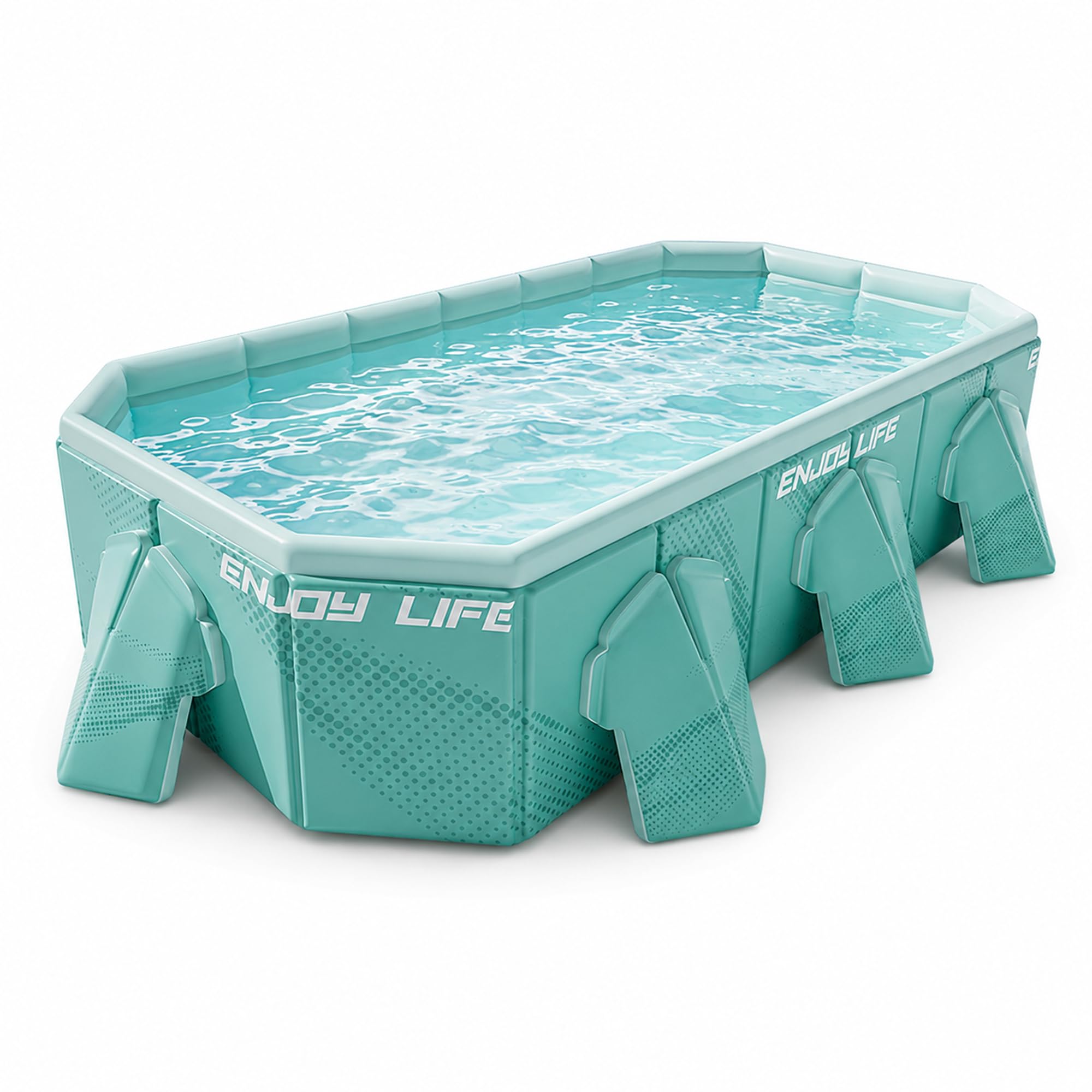 Nicht Aufblasbarer Faltbarer Pool, 5-Schichtiger Verstärkter Familienpool | PVC Faltbare Pools, 60° Halterungen & Doppelablauf, Garten Terrasse Camping Hundebad(C,1.5m/4.9ft)