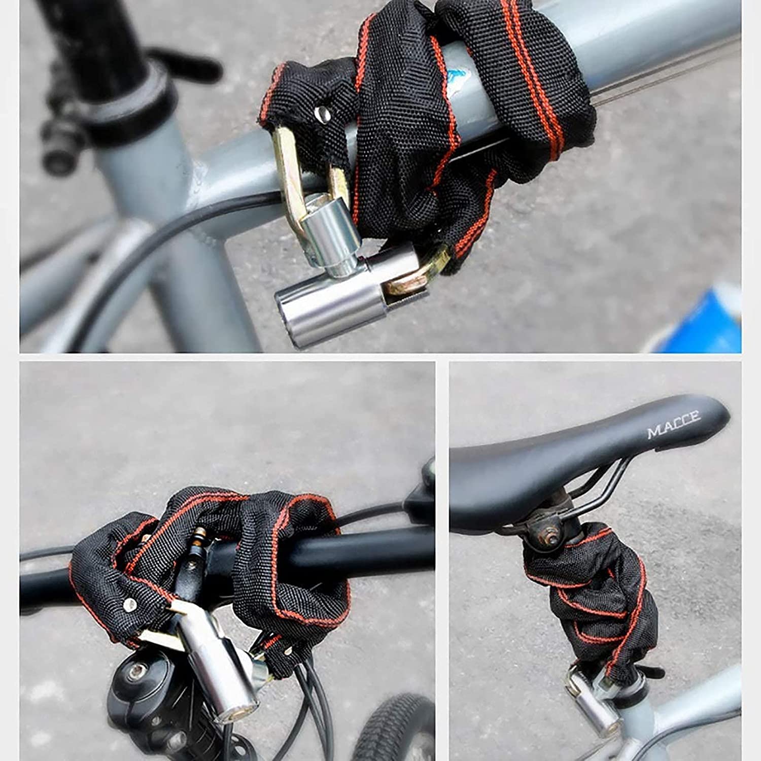 Lucchetto per Bicicletta, Lucchetto a Catena di Sicurezza antifurto per Moto di Alta qualità, Diametro 7,2 mm, Ideale per lucchetti da Esterno (Nero 65 cm)