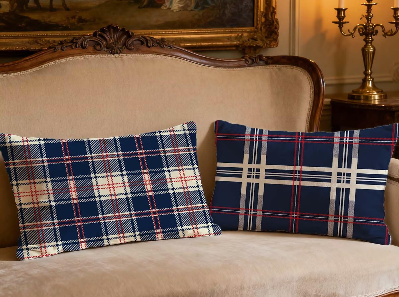 Housse de Coussin 50x70cm Bleu Marine Velours Rectangulaire Lot de 2 Taie Oreiller Canapé Salon
