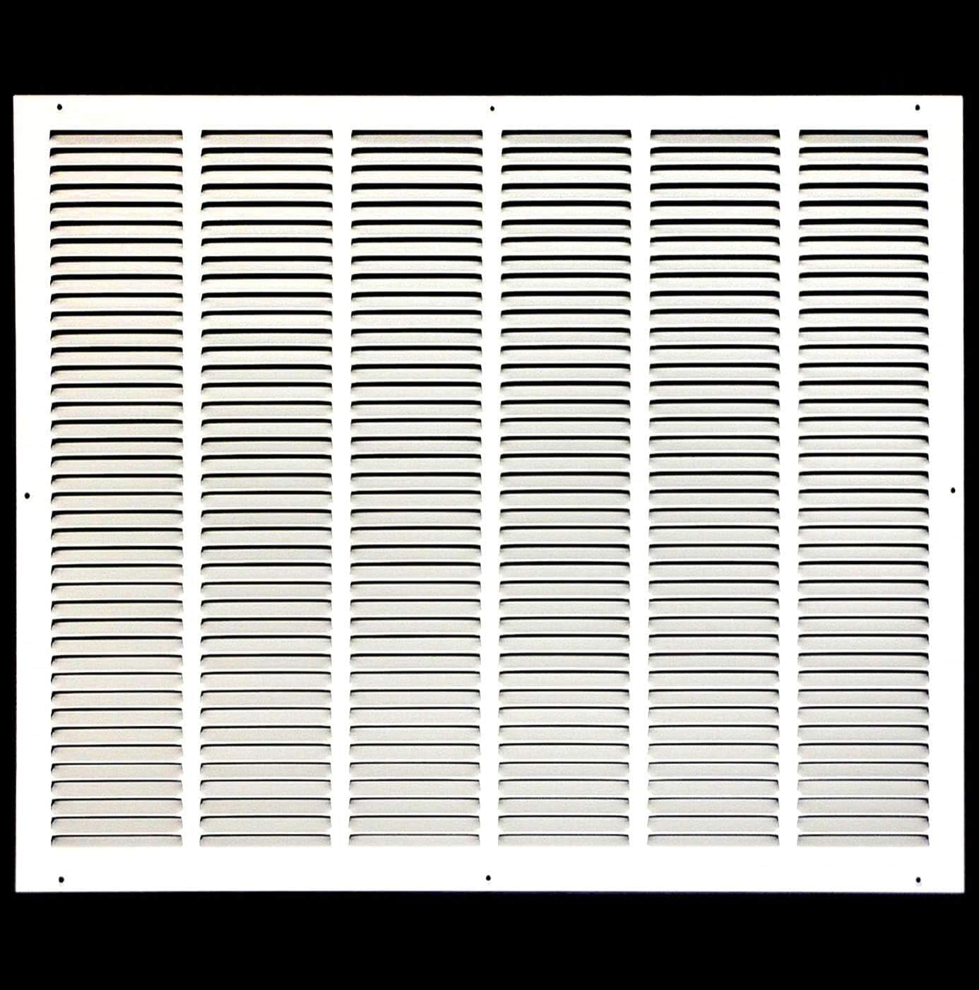 HVAC Premium 34'' x 25'' [Duct Opening] Flat Stamped Steel Return Air Grille - Sidewall and Ceiling - HVAC Vent Duct Cover - White [Outer Dimensions: 35.75''w X 26.75''h]