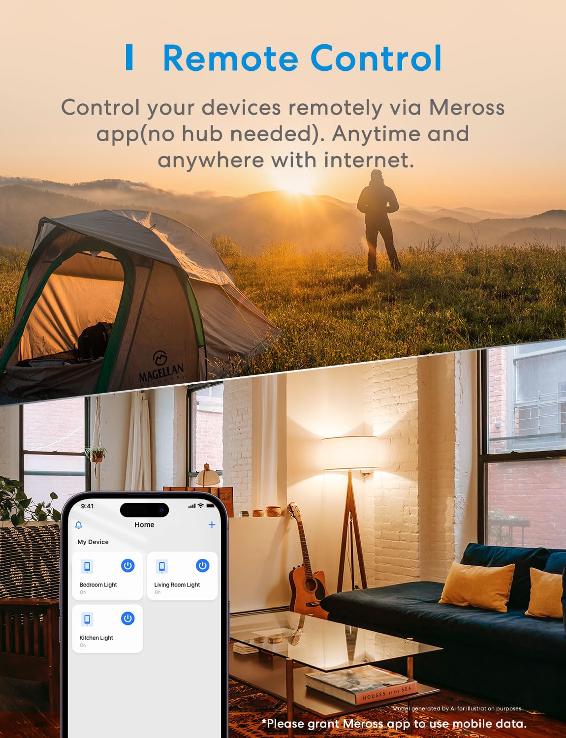 Meross - 3-Wege-Smart-Schalter für Smart Lichtschalter, kompatibel mit Apple HomeKit, Siri, Alexa, Google Assistant und SmartThings, 2,4 GHz WLAN-Lichtschalter erforderlich