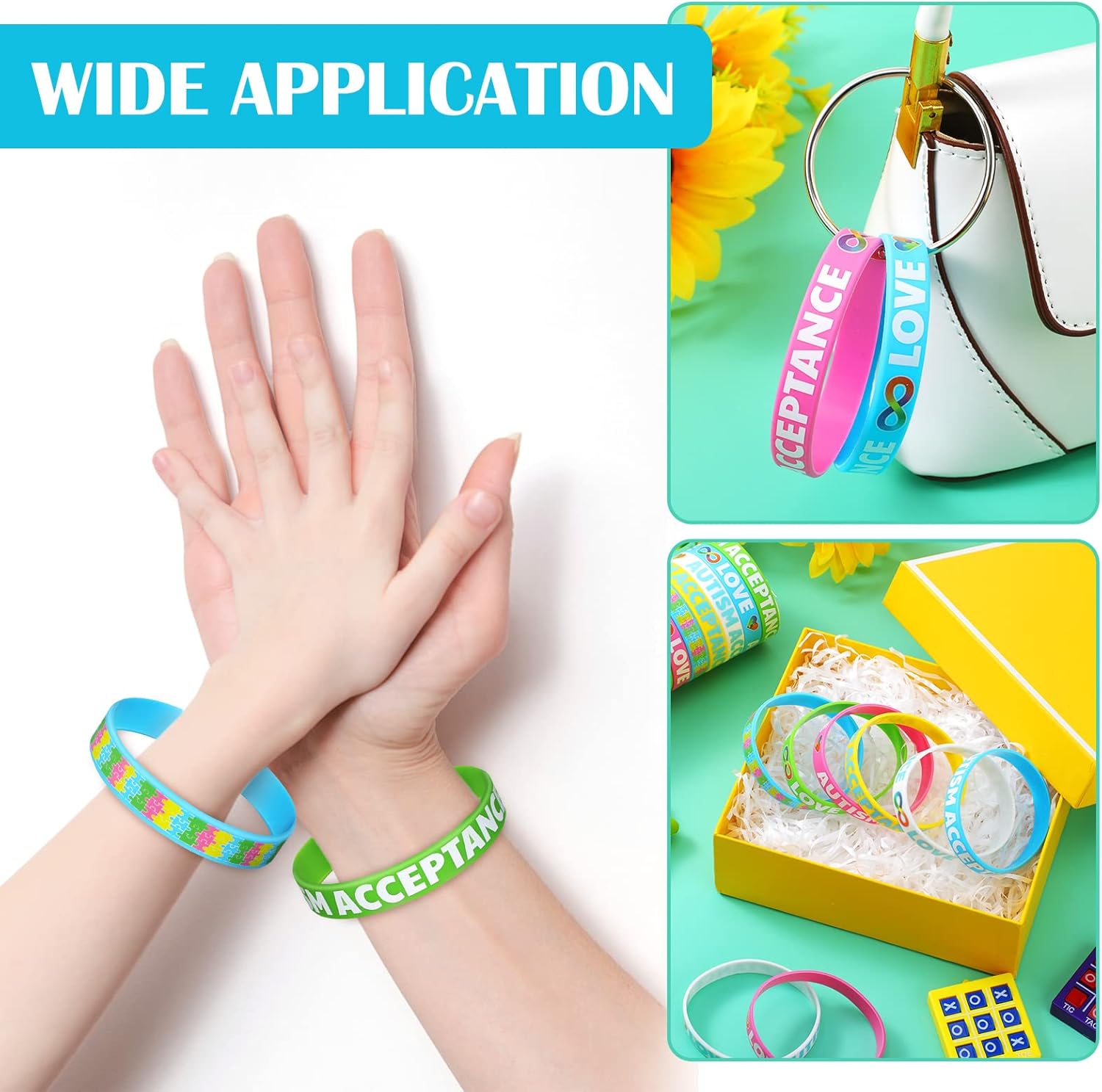 Bucherry Autism Awareness Bracelet Bulk Autism Acceptance Bracelet Infinity Symbol Wristbands Colorful Puzzle Pieces Silicone Rubber Wristbands Love Support Accessories Gifts