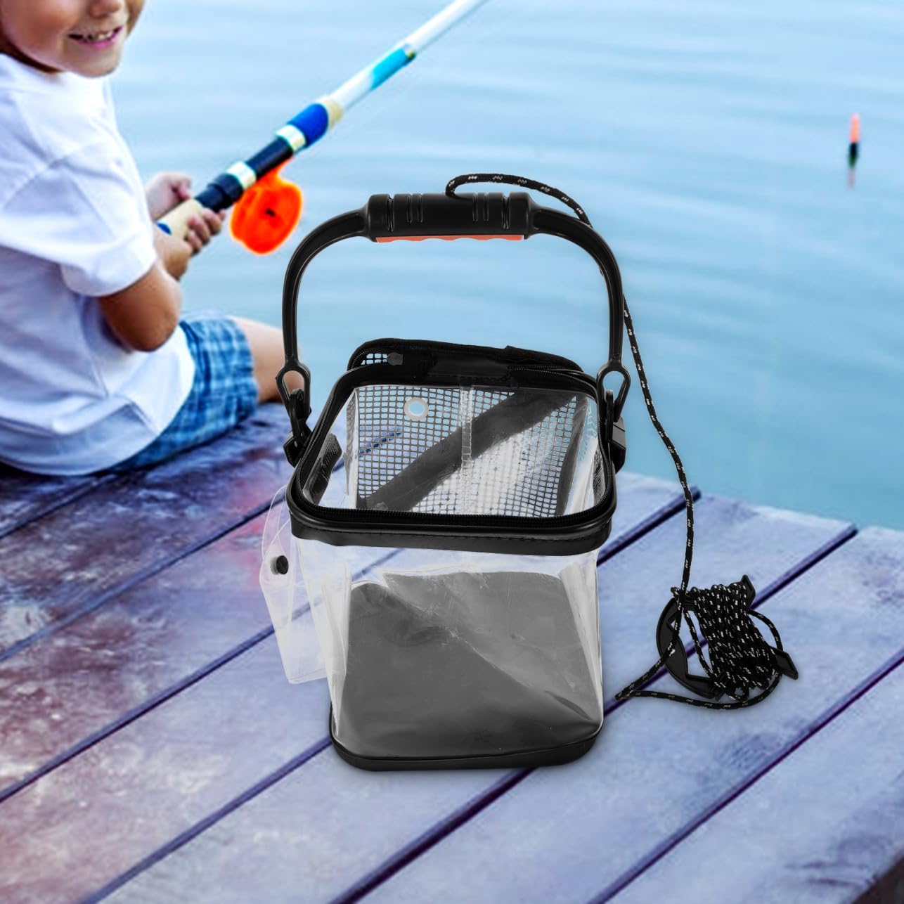 Secchio da Pesca Pieghevole in Eva Spesso e Trasparente Contenitore Leggero Facile da Pulire per Pesci per Campeggio e Pesca All'aperto