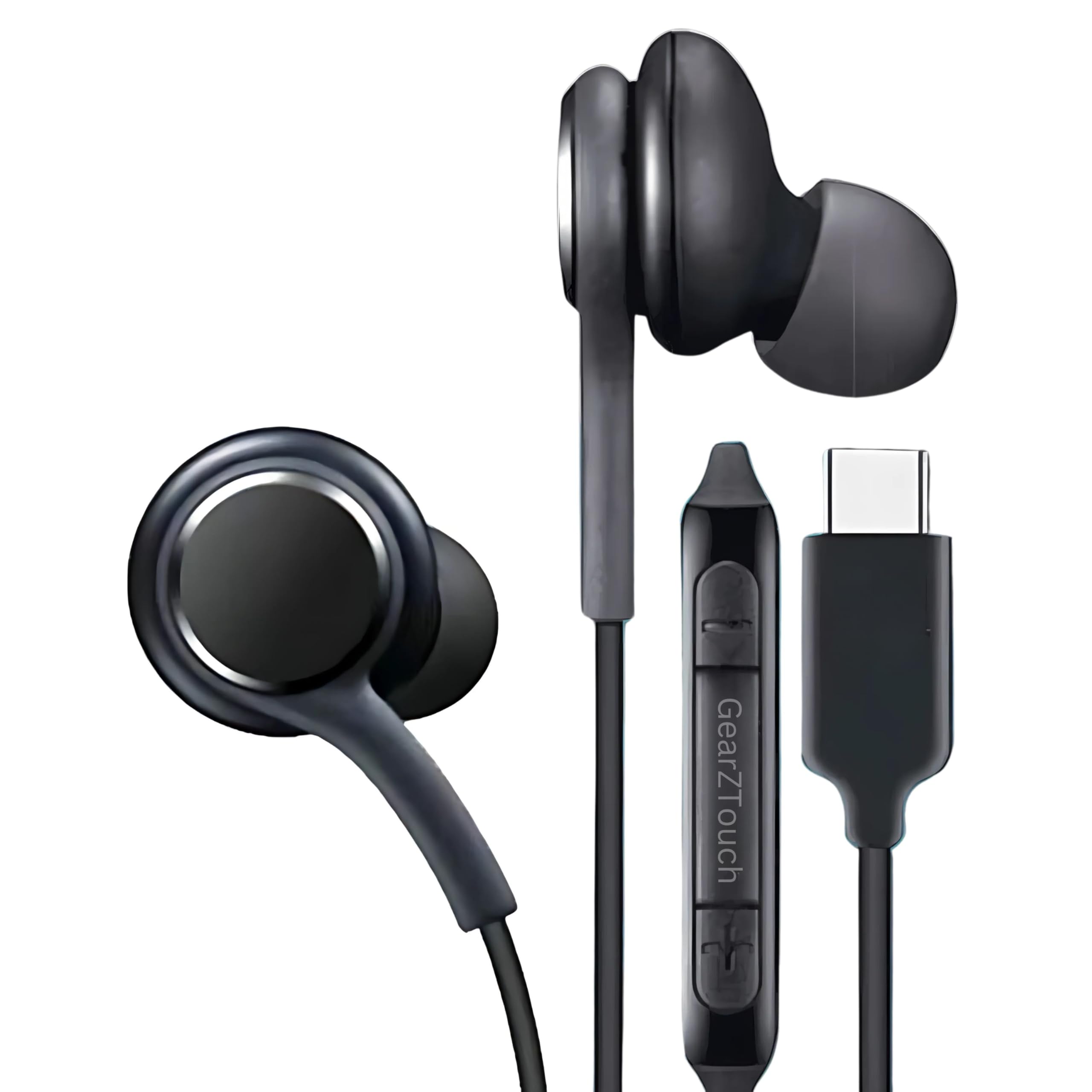 bass-c typec wired earphone with powerful hd mic for clear sound, deep bass sound, hd calling, in-line volume control & noise cancellation compatible with only typec jack in mobiles- black