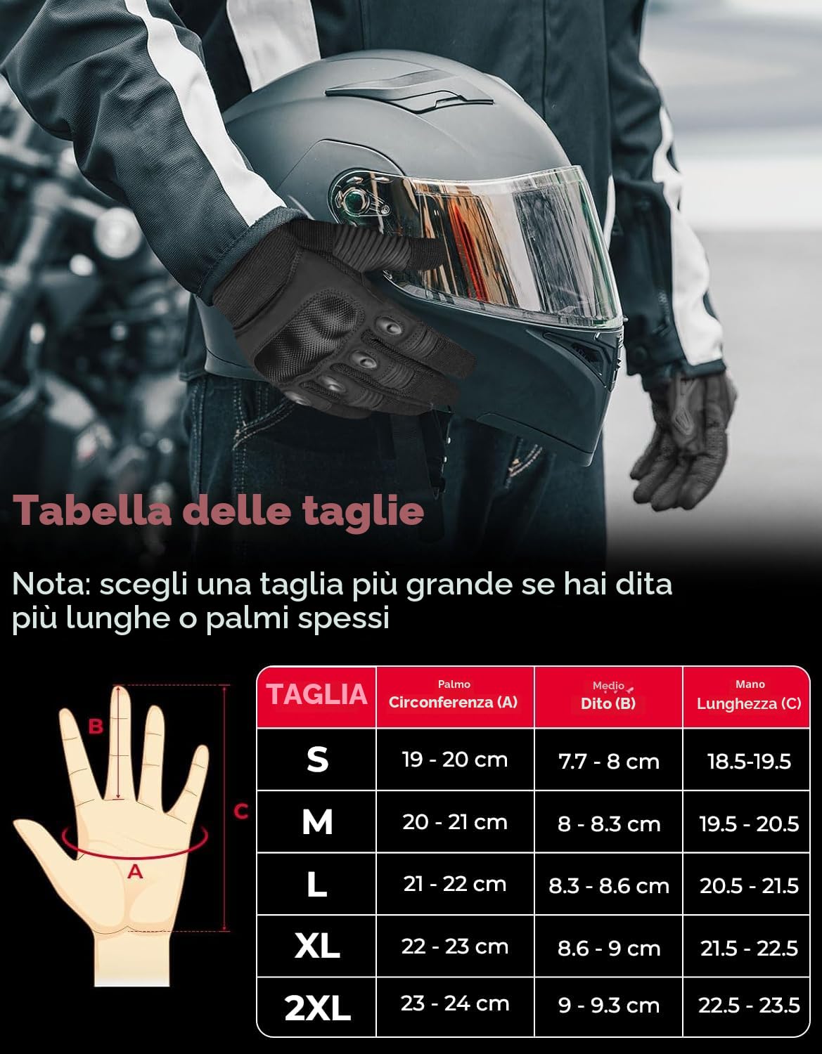 WESTWOOD FOX - Guanti da moto per uomo e donna, con dita piene e rigide, per touchscreen