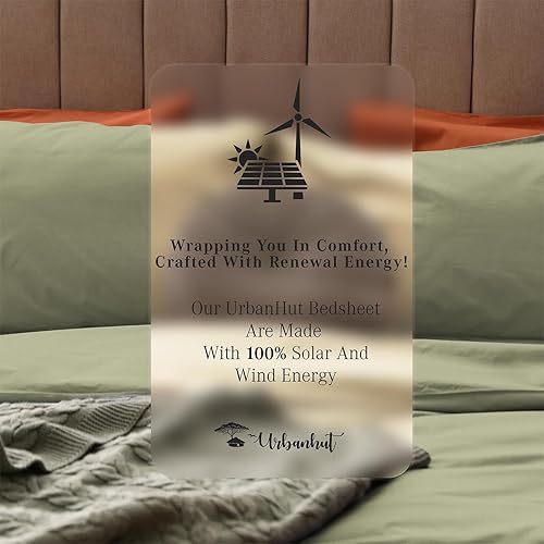 Miniatura 9 de URBANHUT Sábanas de algodón egipcio de 1000 hilos tamaño King, fibra larga, suaves y transpirables, juegos de sábanas de 4 piezas para cama tamaño