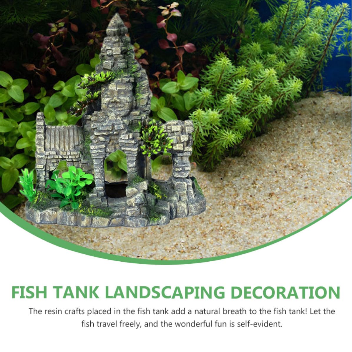 Abaodam Aquarium Dekoration Buddha Statue aus Kunstharz Viergesichtiger Buddha Aquariumhöhle für Aquarien für Fische und Garnelen als Landschaftsdeko im Aquarium