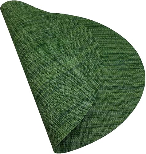 Miniatura 4 de Juego de 6 manteles individuales de vinilo tejido ovalado de bambú de imitación rojo A, resistentes al calor, lavables para mesa de cocina, color