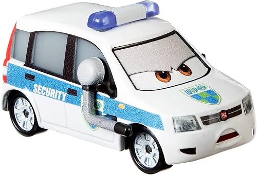 Miniatura 7 de Disney Cars Toys y Pixar Cars 3, WGP Security Guard & Race Starter Paquete de 2 unidades, vehículos de personajes favoritos de los fanáticos